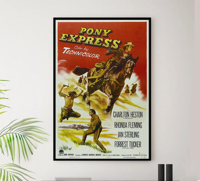 Pony Express 1953 - Charlton Heston - Vintage Classic Movie Poster