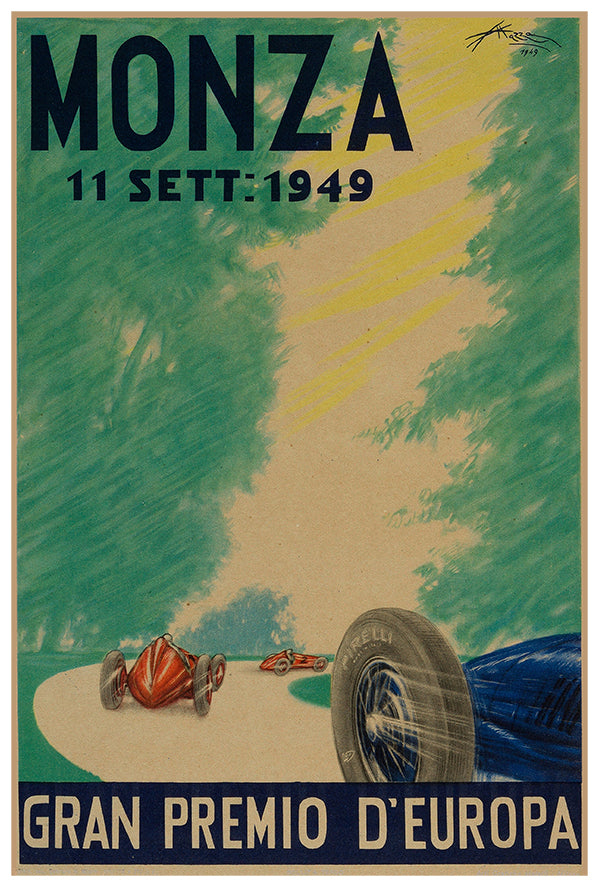 Monza - Grand Prix - 1949 - Vintage Racing Poster