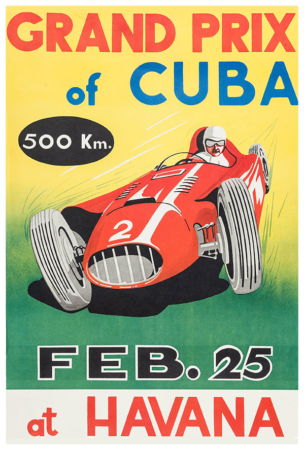 Grand Prix - havana - Cuba - 1953 - Vintage Racing Poster