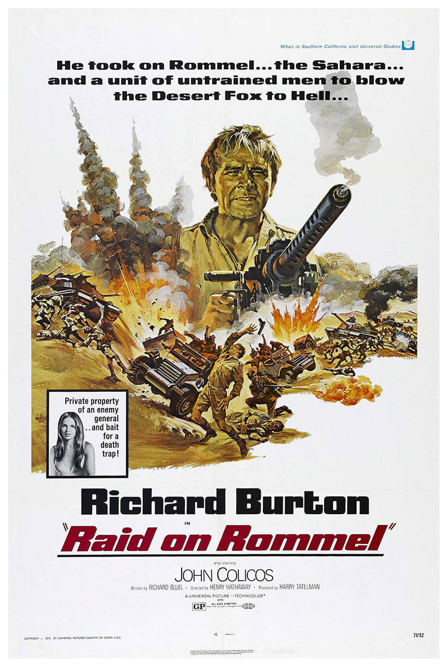 Raid on Rommel 1971 - Richard Burton - US - Classic Movie Poster