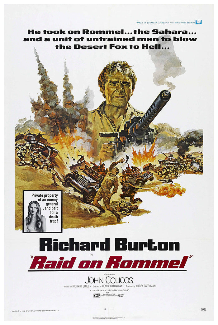 Raid on Rommel 1971 - Richard Burton - US - Classic Movie Poster