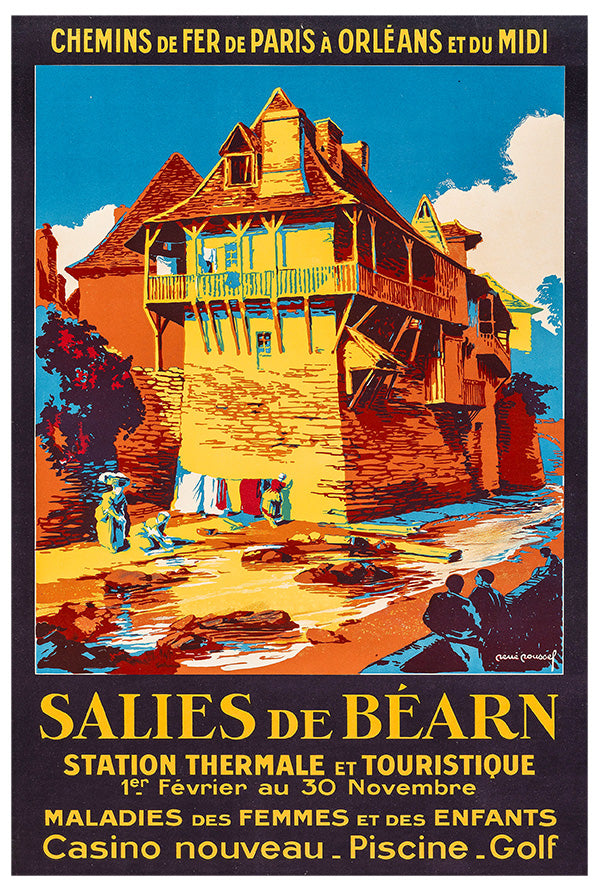 Salies De Bearn - French Railroad Station - Vintage Travel Poster