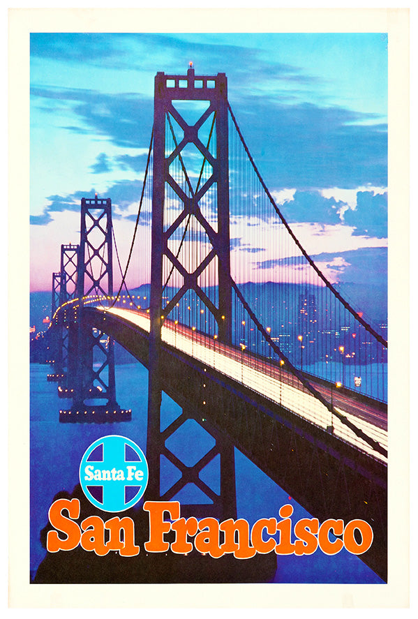 San Fran 1950s - Santa Fe Railway - Vintage Travel Poster