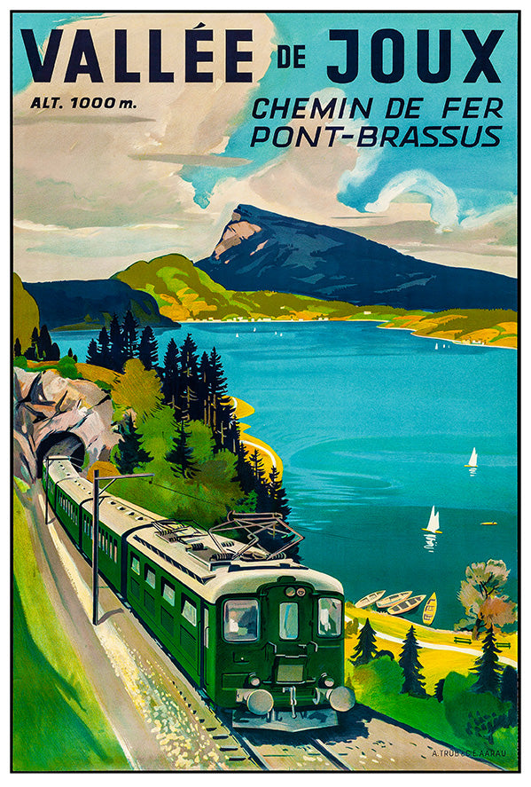 French 1959 - Pont Brassus Railway - Vintage Travel Poster