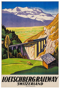 Switzerland 1931 - Loetschberg Railway - Vintage Travel Poster