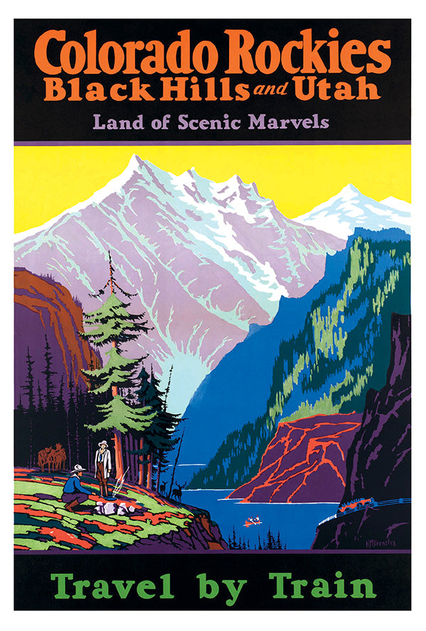 Colorado Rockies - Travel By Train - Vintage Travel Poster