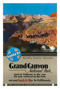 Grand Canyon  - Santa Fe Railway - Vintage Travel Poster