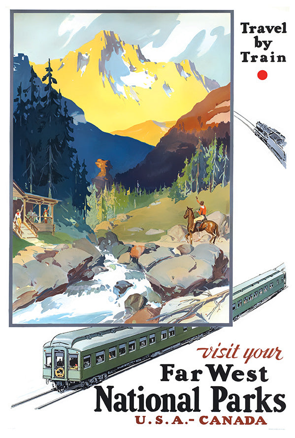 National Parks - Travel By Train - Vintage Travel Poster