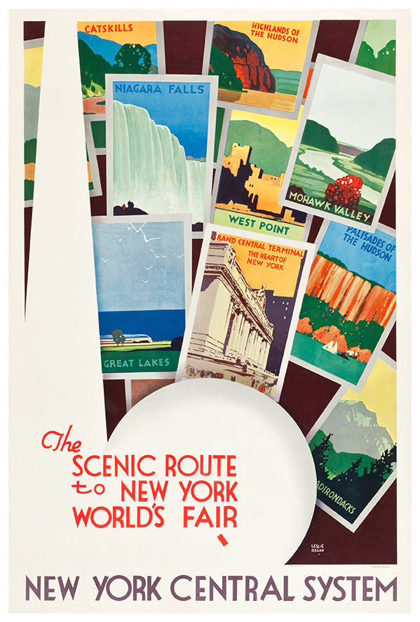 The Scenic Route - New York Railroad - Vintage Travel Poster