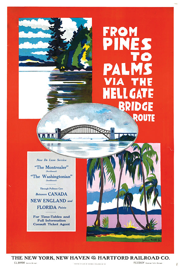 New Haven - Hell Gate Bridge - Vintage Travel Poster