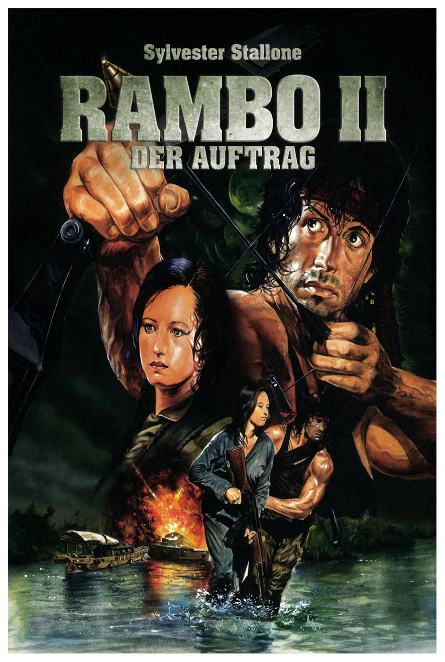 Rambo First Blood Part II 1985 - German v2 - Classic Movie Poster