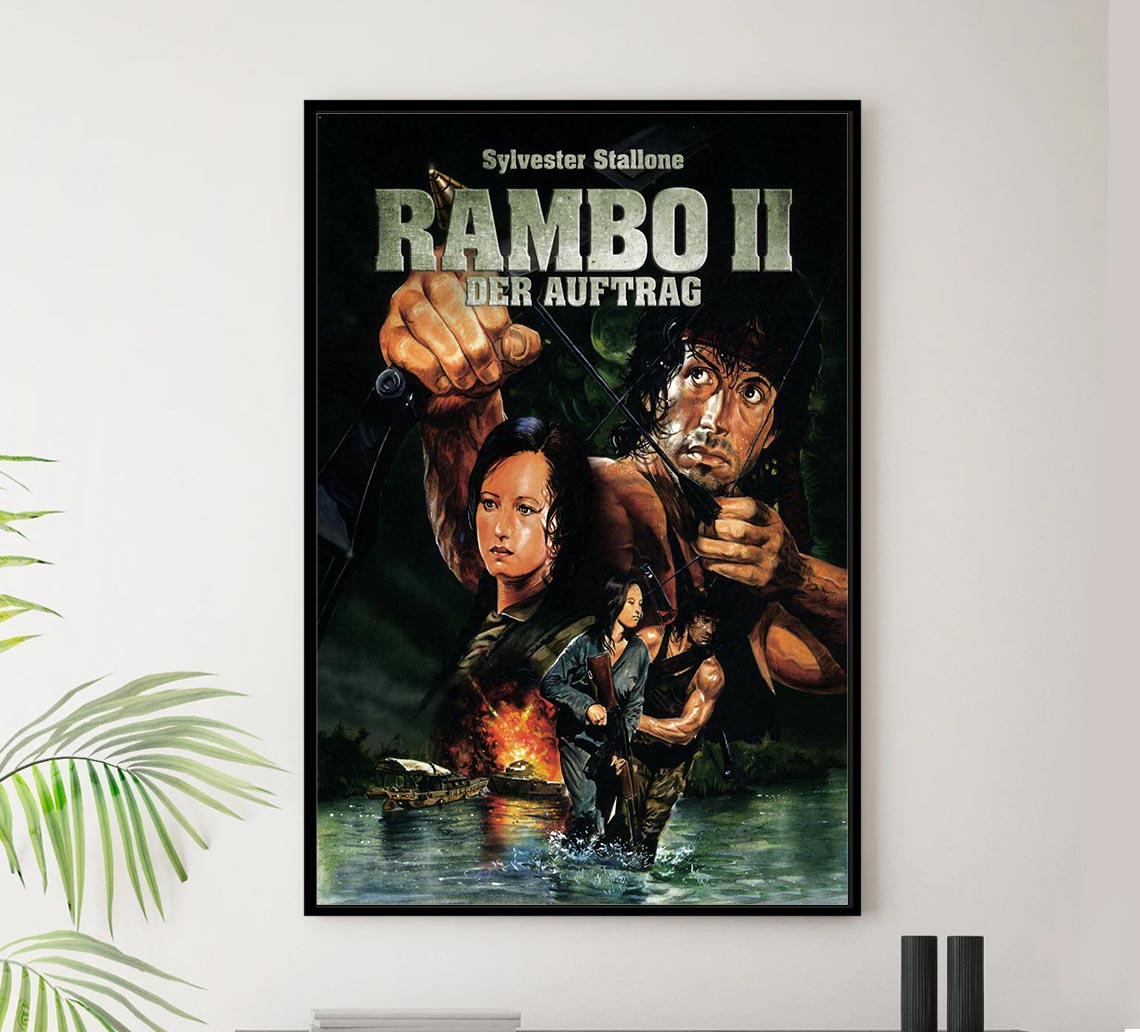 Rambo First Blood Part II 1985 - German v2 - Classic Movie Poster
