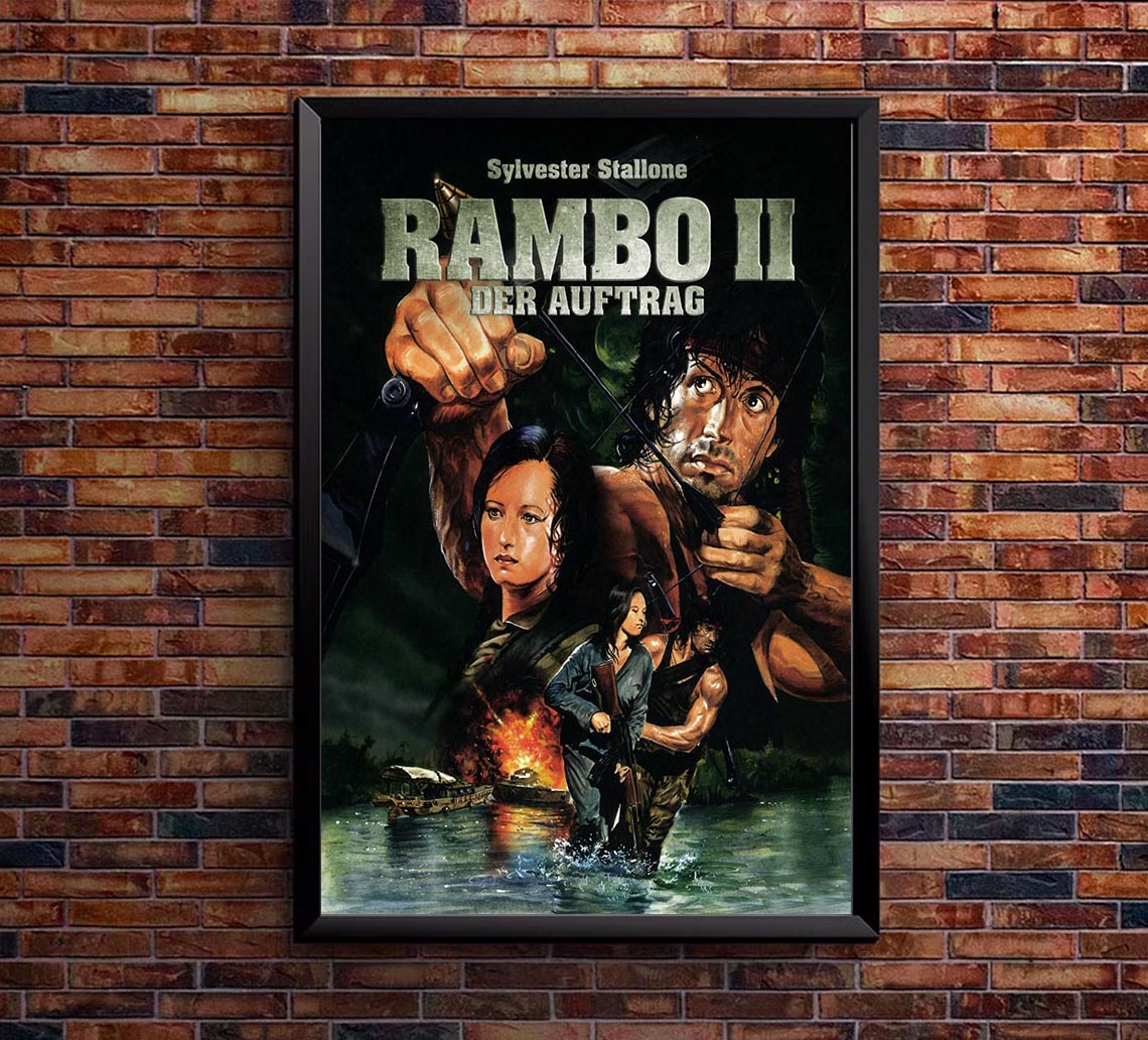 Rambo First Blood Part II 1985 - German v2 - Classic Movie Poster