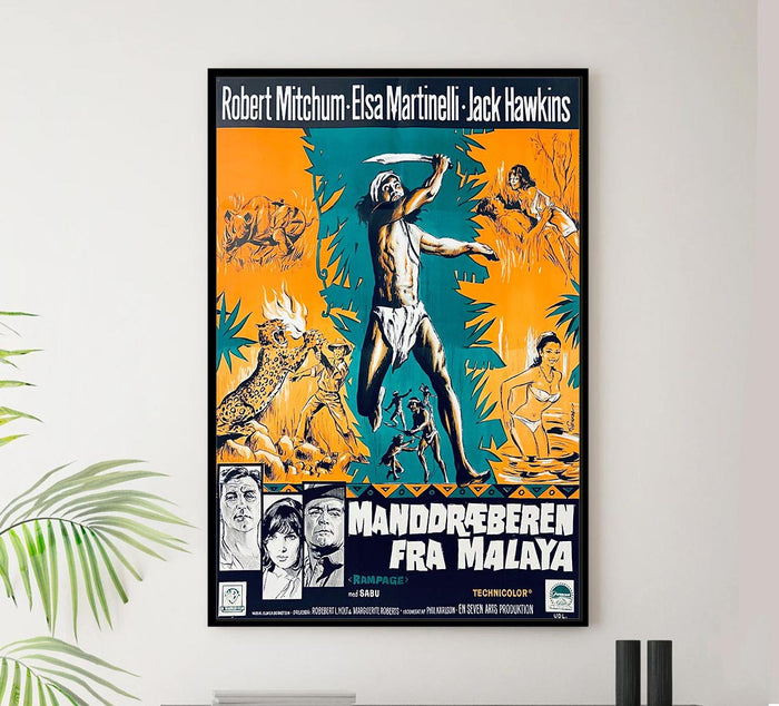 Rampage 1963 - Denmark - Robert Mitchum - Vintage Classic Movie Poster
