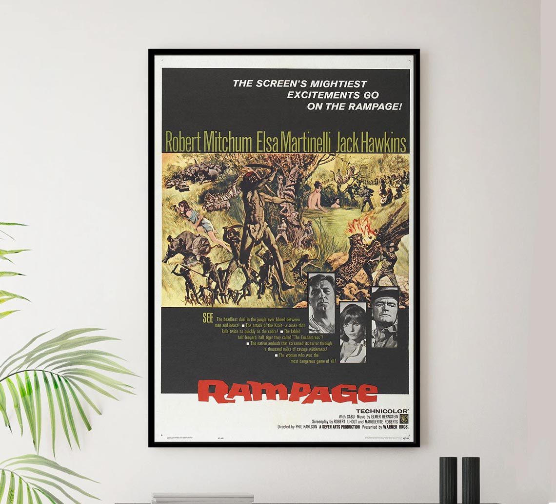 Rampage 1963 - Robert Mitchum - Vintage Classic Movie Poster