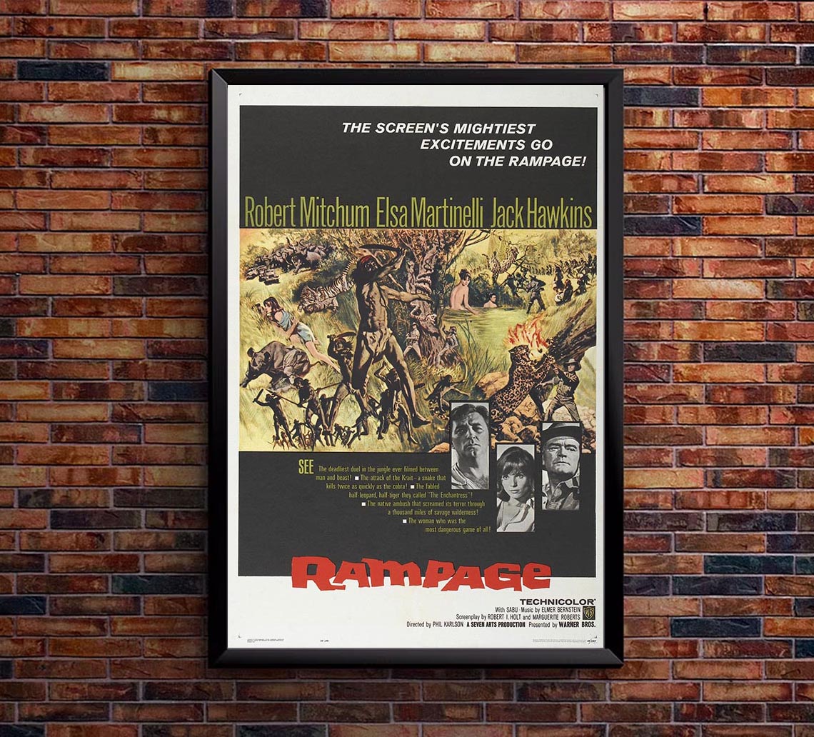 Rampage 1963 - Robert Mitchum - Vintage Classic Movie Poster