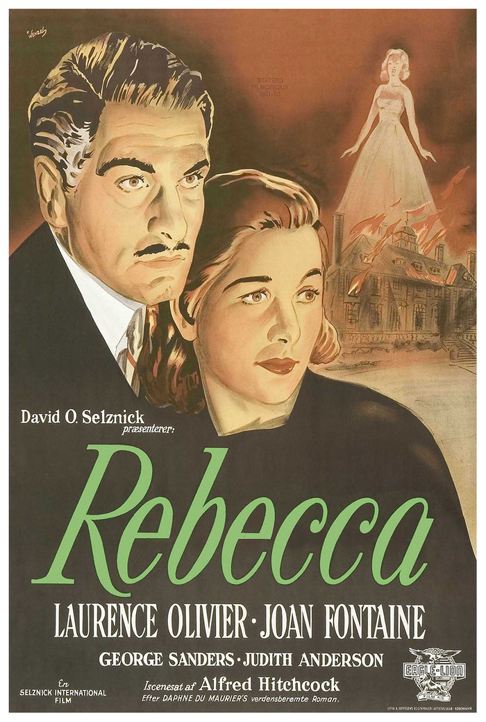 Rebecca 1940 - Laurence Olivier - Denmark - Classic Movie Poster