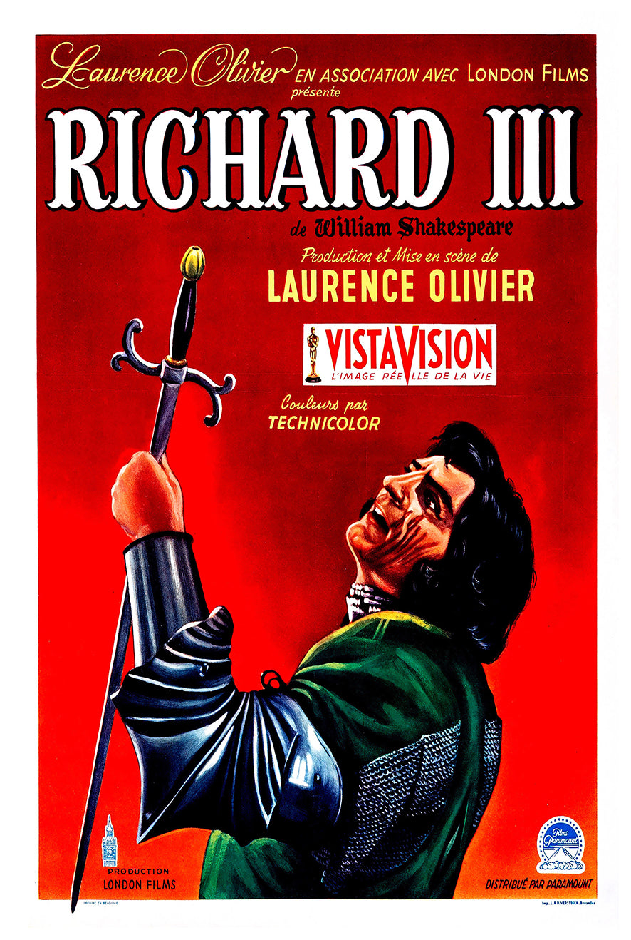 Richard III 1955 - Laurence Olivier - Belgium - Classic Movie Poster