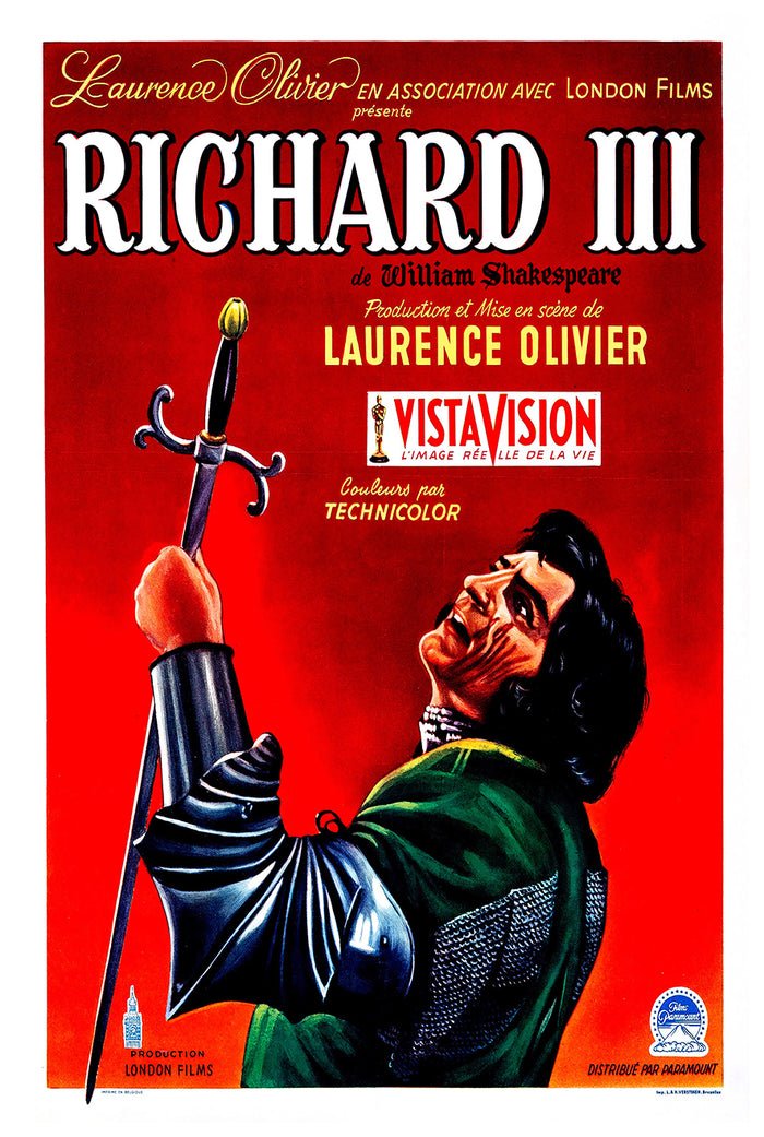 Richard III 1955 - Laurence Olivier - Belgium - Classic Movie Poster