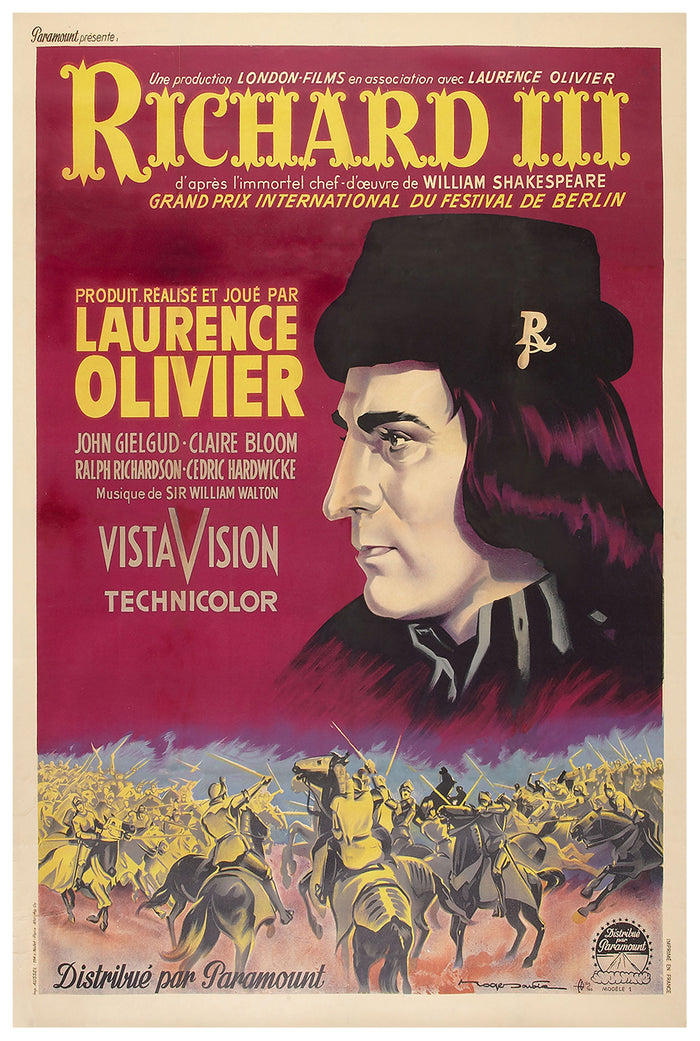 Richard III 1955 - Laurence Olivier - France - Classic Movie Poster