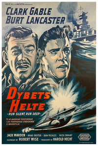 Run Silent Run Deep 1958 - Burt Lancaster - Denmark - Classic Movie Poster