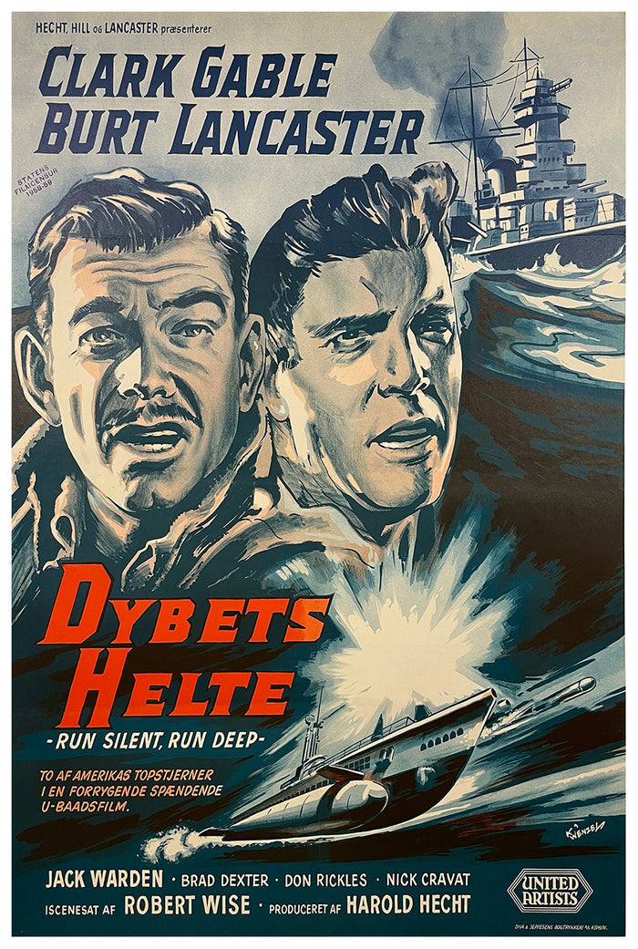 Run Silent Run Deep 1958 - Burt Lancaster - Denmark - Classic Movie Poster