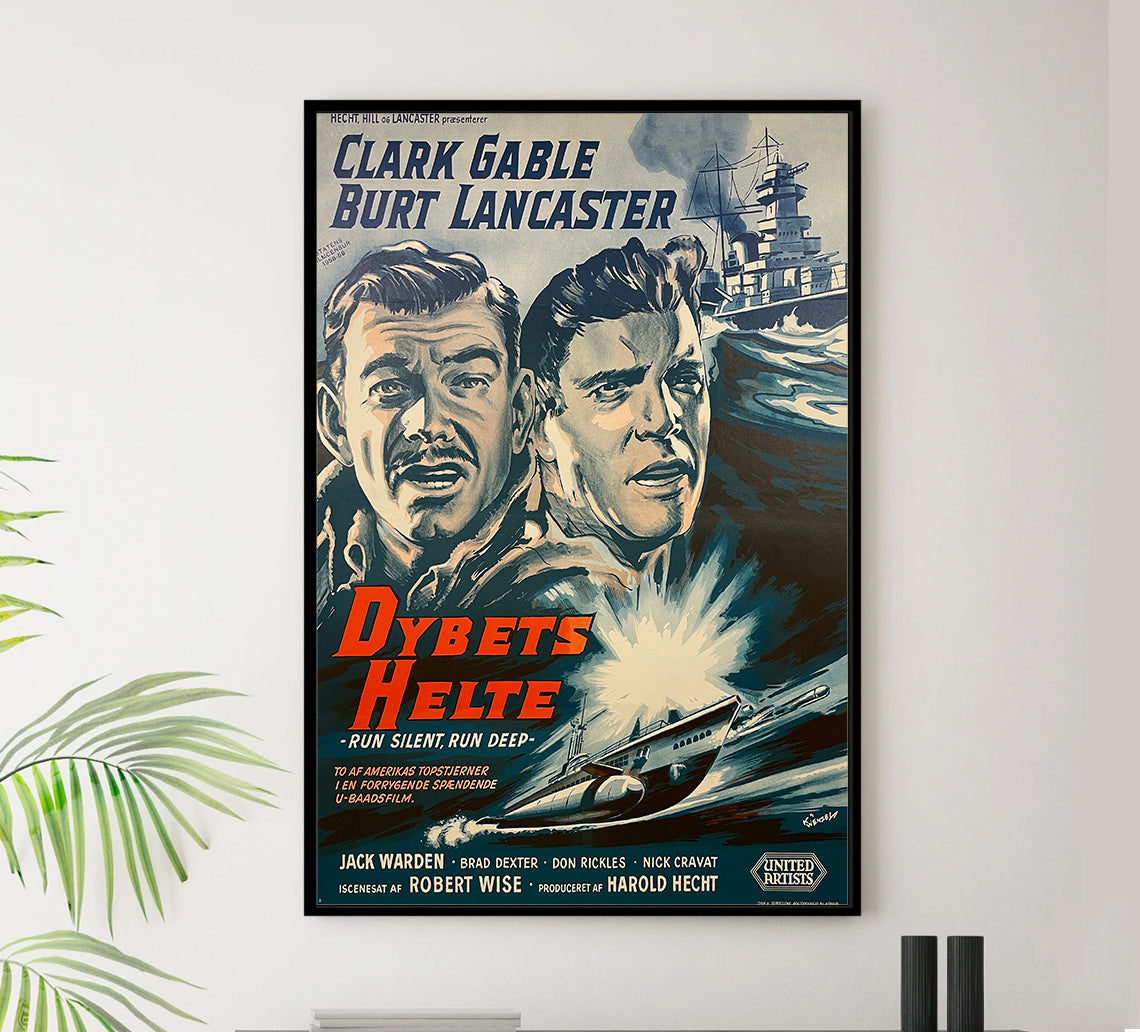 Run Silent Run Deep 1958 - Burt Lancaster - Denmark - Classic Movie Poster