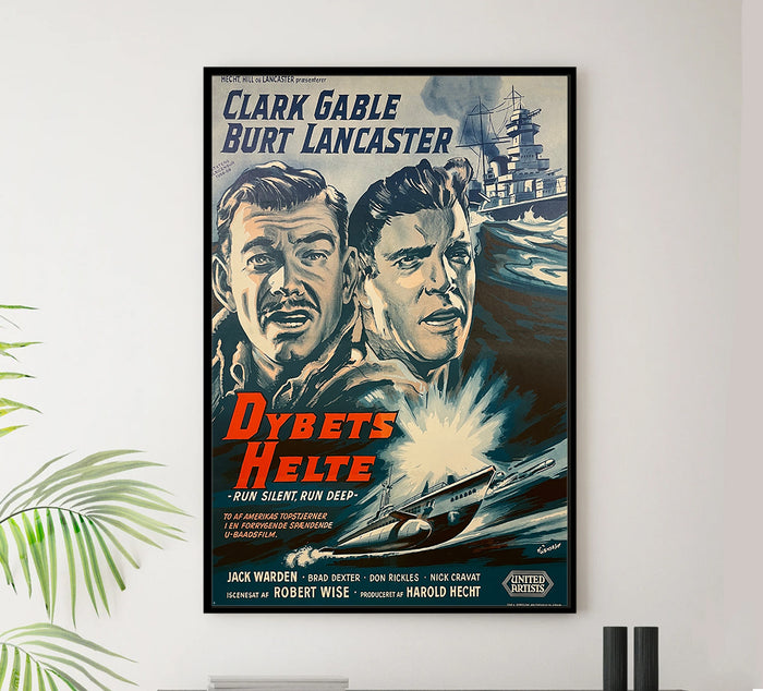 Run Silent Run Deep 1958 - Burt Lancaster - Denmark - Classic Movie Poster