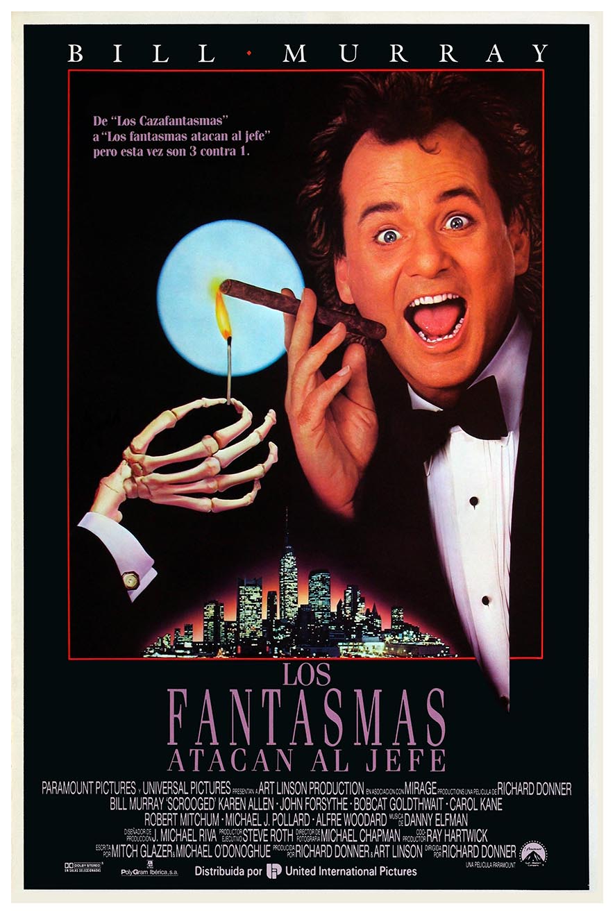 Scrooged 1988 - Spanish - Robert Mitchum - Vintage Classic Movie Poster