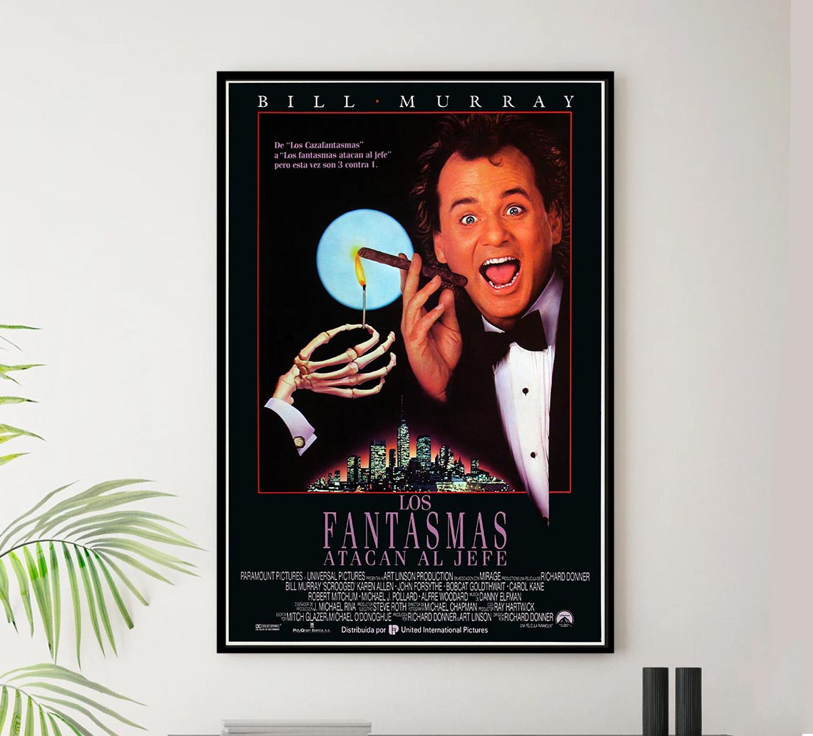 Scrooged 1988 - Spanish - Robert Mitchum - Vintage Classic Movie Poster