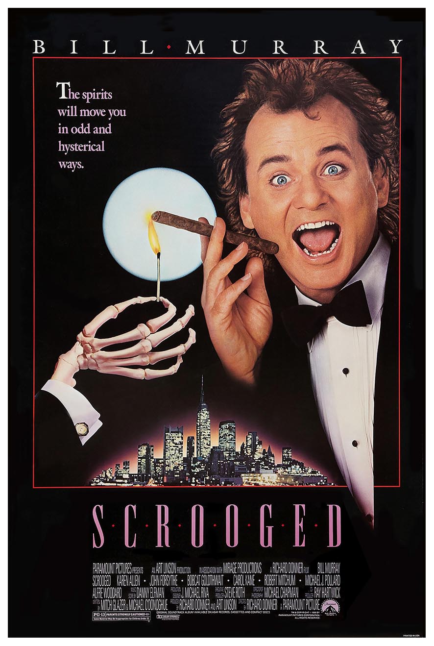 Scrooged 1988 - Robert Mitchum - Vintage Classic Movie Poster