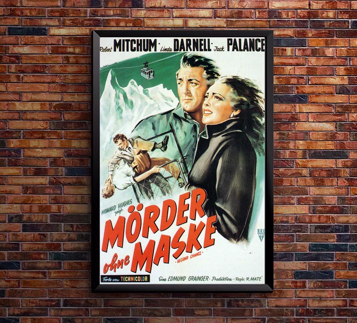 Second Chance 1953 - German - Robert Mitchum - Vintage Classic Movie Poster