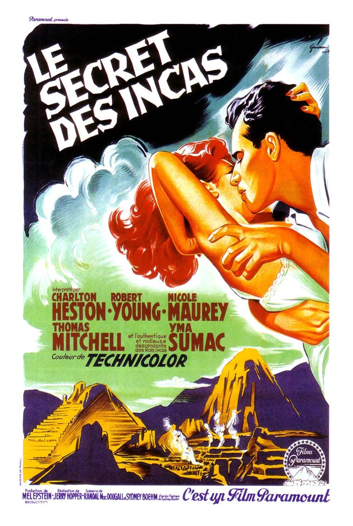 Secret of the Incas 1954 11x17 - French- Vintage Classic Movie Poster