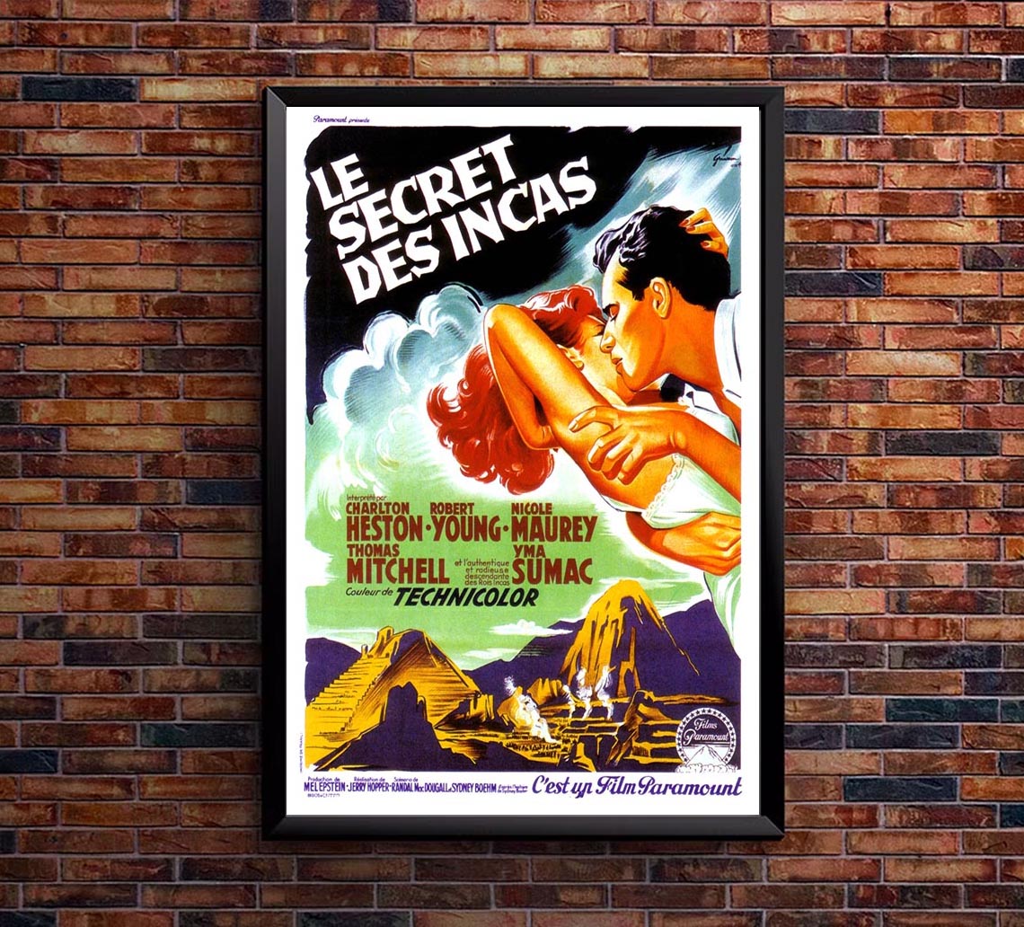 Secret of the Incas 1954 11x17 - French- Vintage Classic Movie Poster