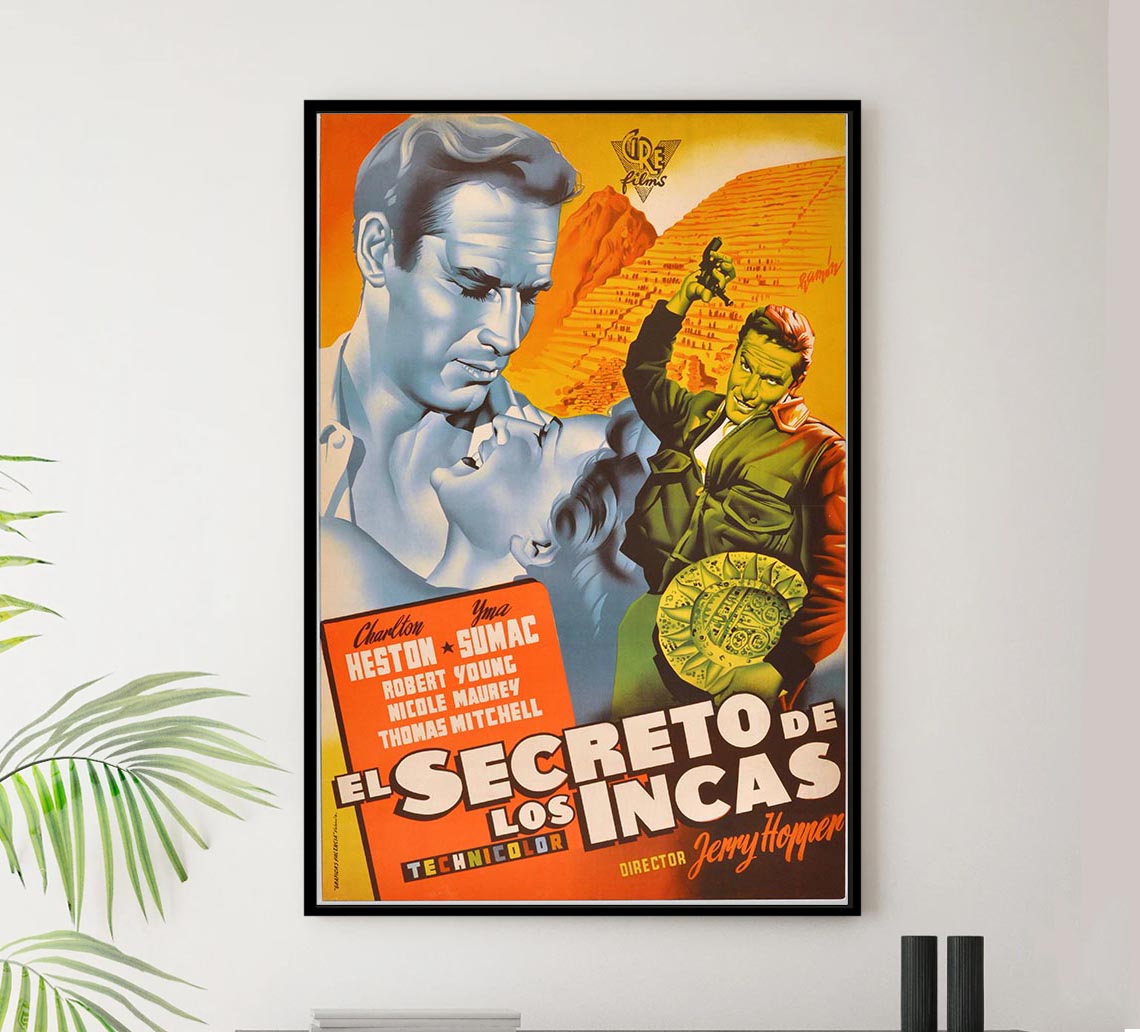 Secret of the Incas 1954 - Spain - Charlton Heston - Vintage Classic Movie Poster
