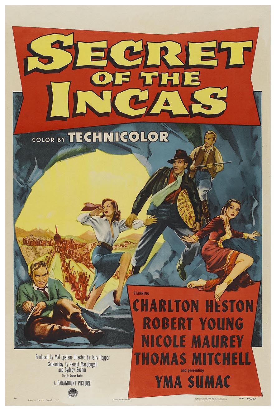 Secret of the Incas 1954 - Charlton Heston - Vintage Classic Movie Poster