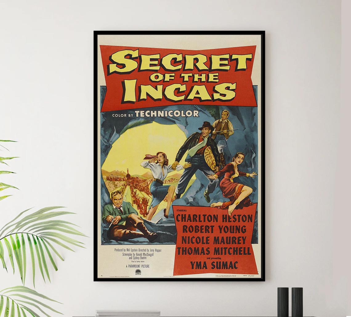Secret of the Incas 1954 - Charlton Heston - Vintage Classic Movie Poster