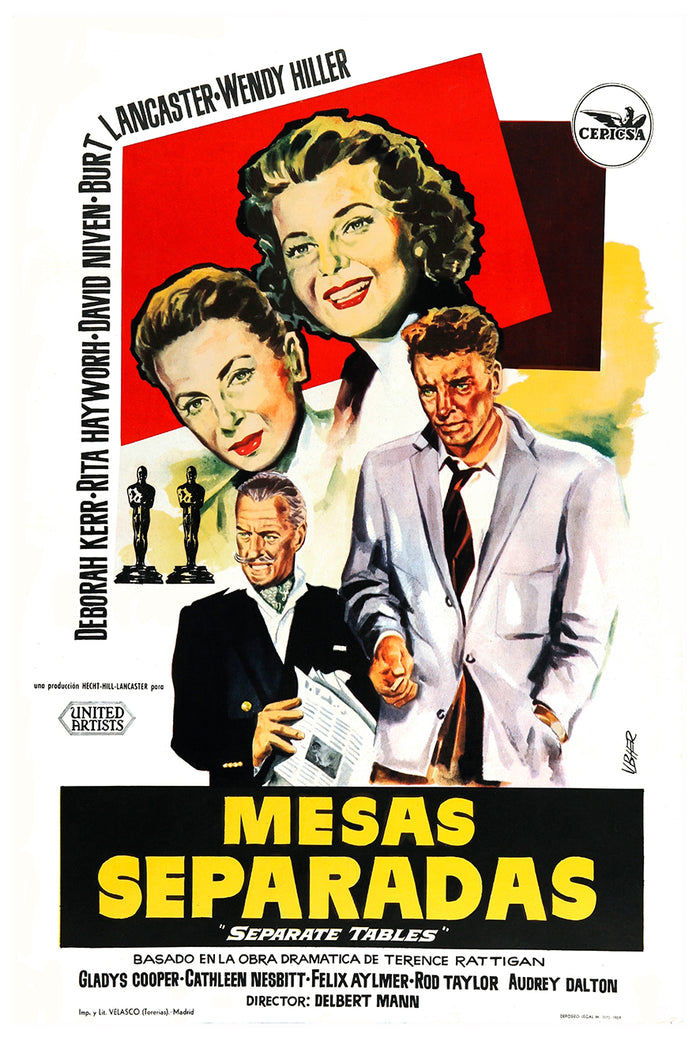 Separate Tables 1958 - Burt Lancaster - Spain - Classic Movie Poster