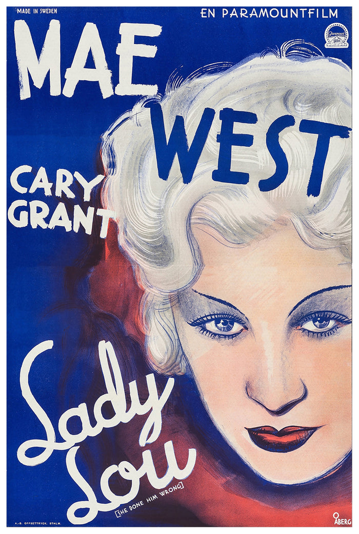 She Done Him Wrong 1933-Cary Grant-Sweden - Classic Movie Poster