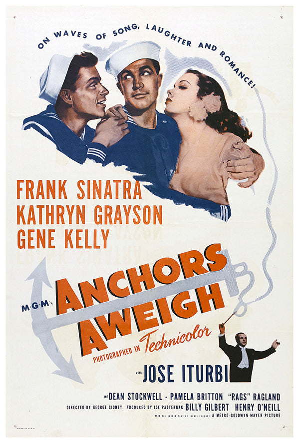 Anchors Aweigh - Frank Sinatra - 1945 - Vintage Movie Poster