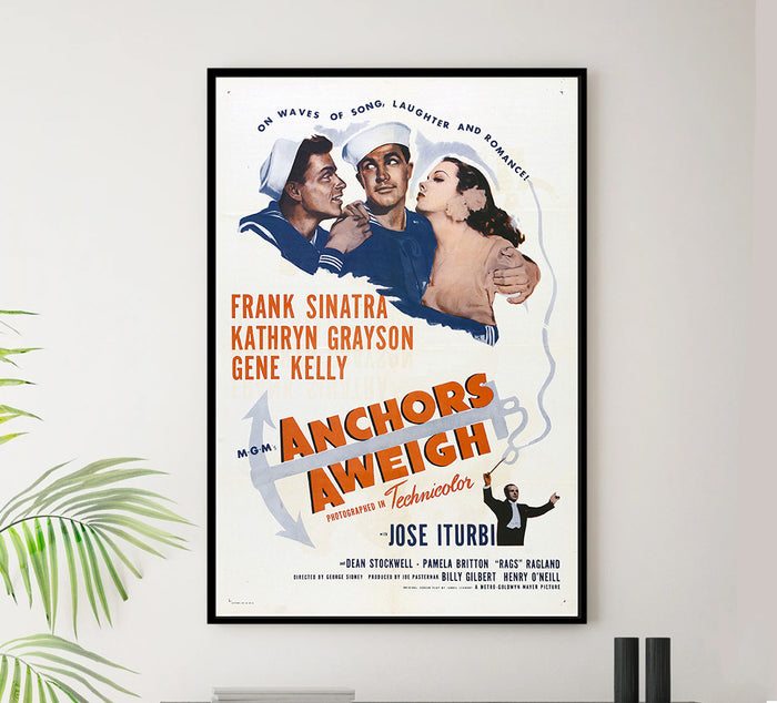 Anchors Aweigh - Frank Sinatra - 1945 - Vintage Movie Poster