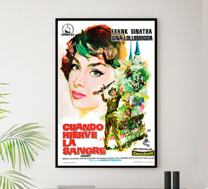 Never So Few 1959 - Frank Sinatra - Spanish - Vintage Movie Poster