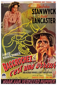 Sorry, Wrong Number 1948 - Burt Lancaster - Belgium - Classic Movie Poster