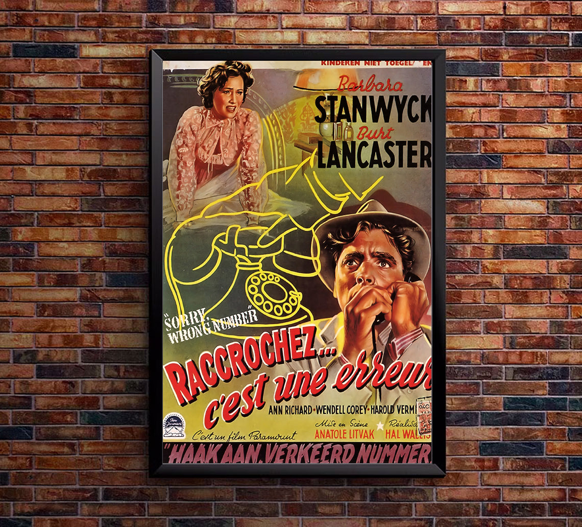 Sorry, Wrong Number 1948 - Burt Lancaster - Belgium - Classic Movie Poster