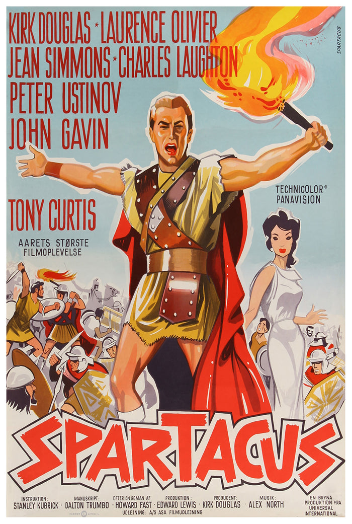 Spartacus 1960 - Laurence Olivier - Denmark - Classic Movie Poster