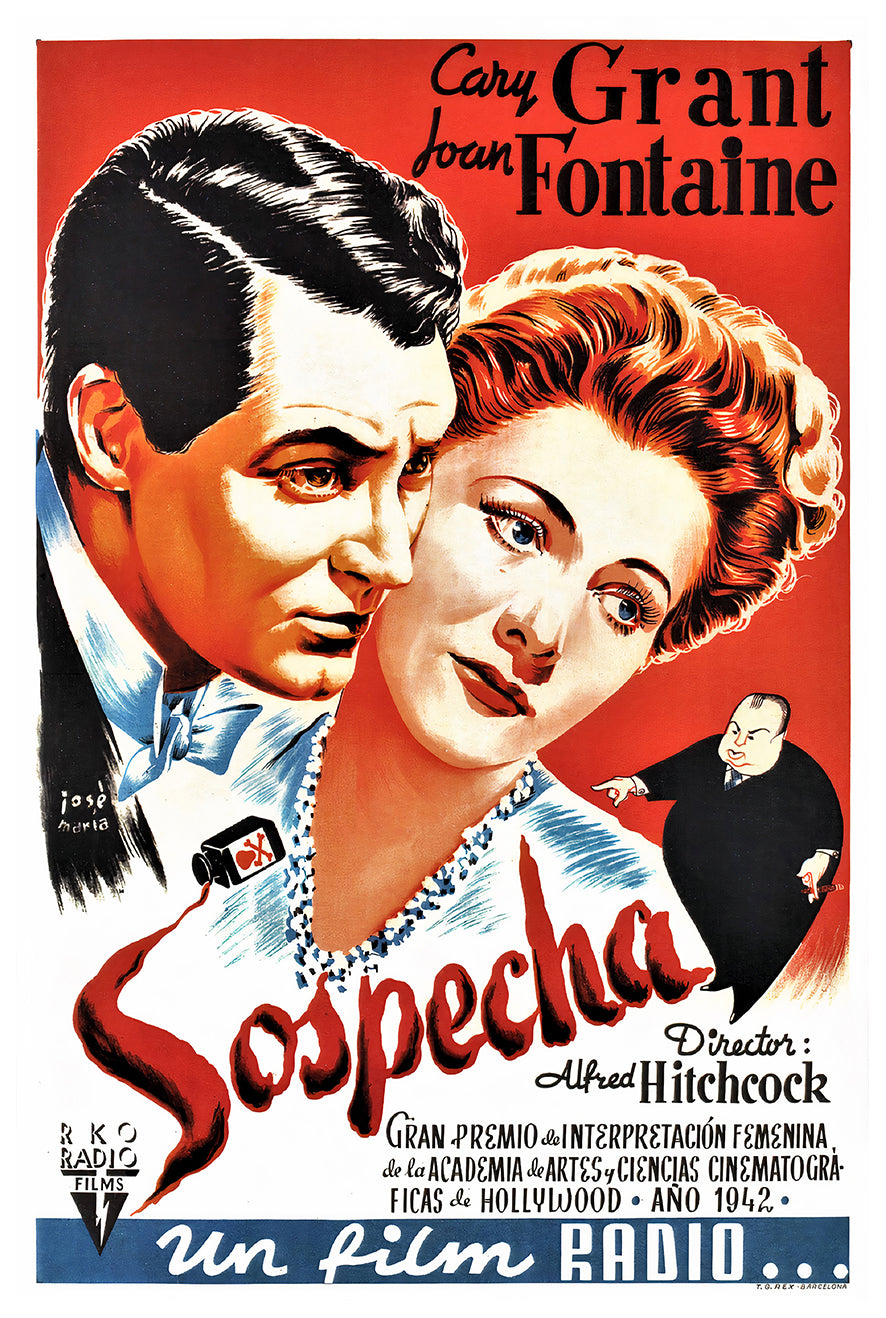 Suspicion 1941 - Hitchcock - Spain (2) - Classic Movie Poster