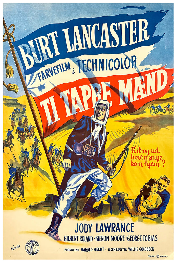 Ten Tall Men 1951 - Burt Lancaster - Denmark - Classic Movie Poster