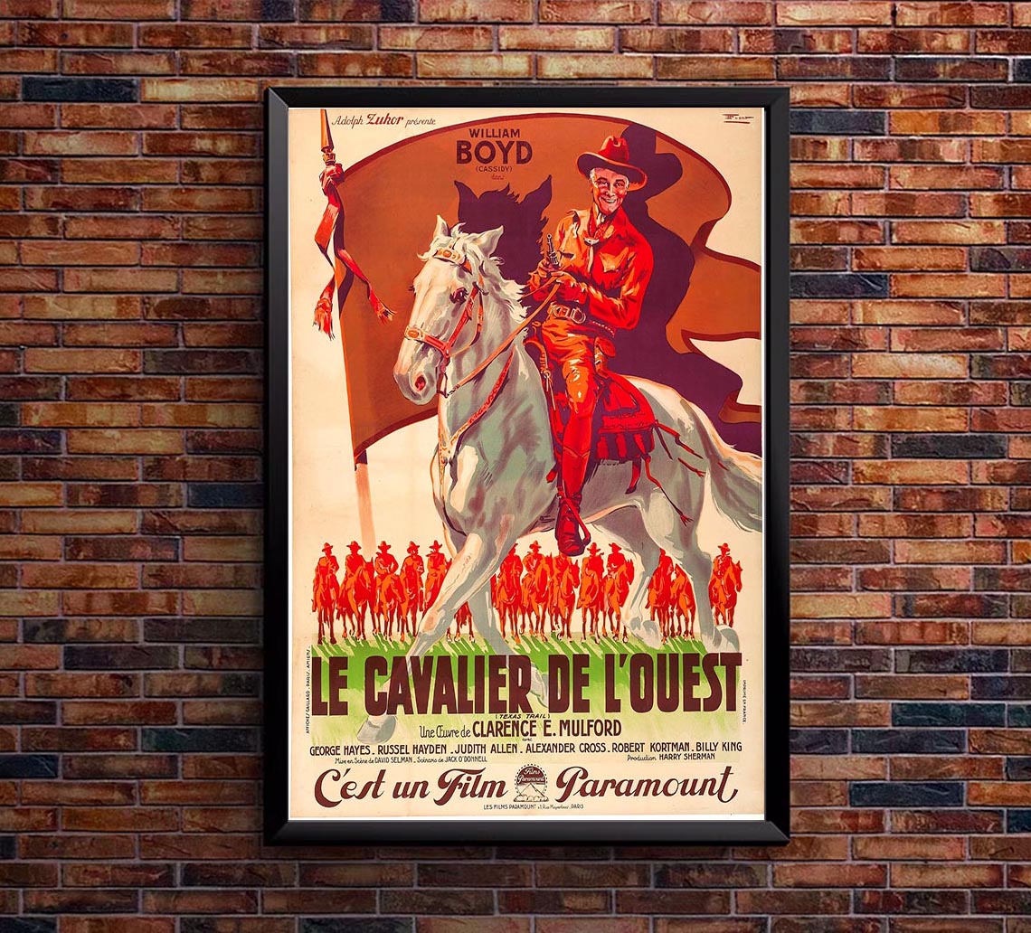 Texas Trail 1937 - French - William Boyd - Classic Western Movie Poster