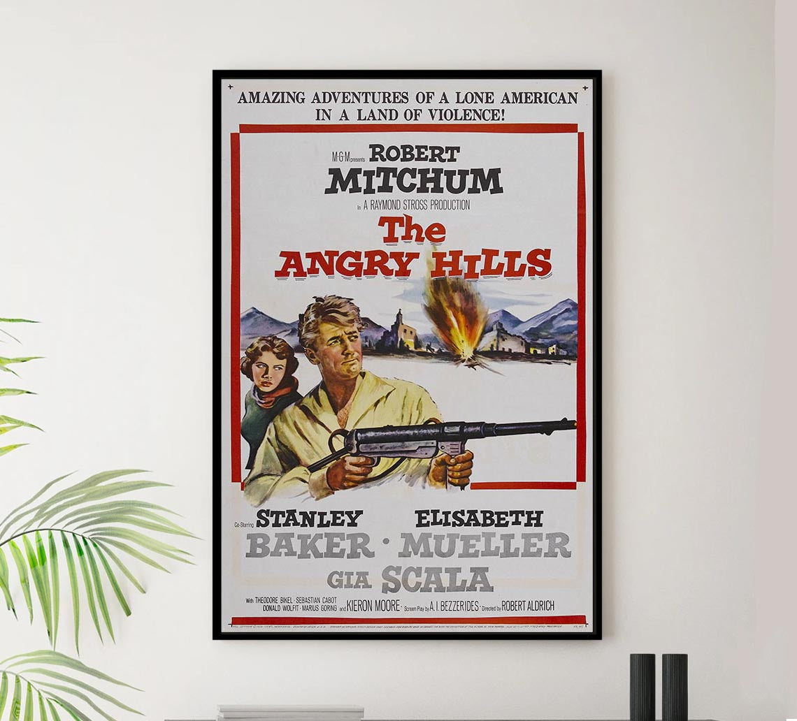 The Angry Hills 1959 - Robert Mitchum - Vintage Classic Movie Poster