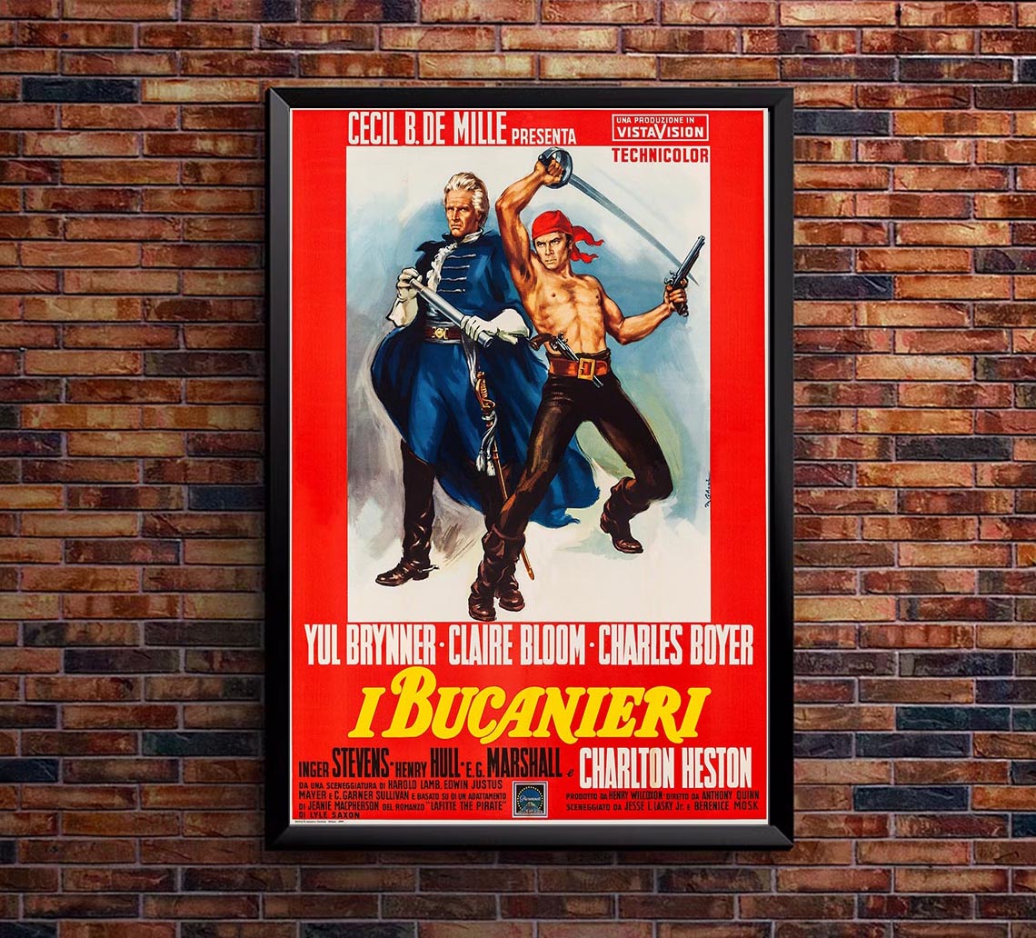 The Buccaneer 1958 - Italian v1 - Charlton Heston - Vintage Classic Movie Poster